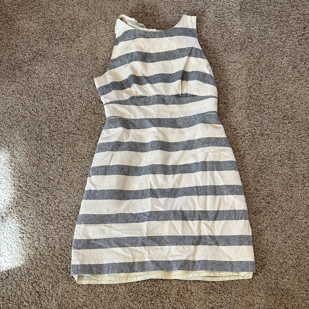 J. Crew Gray and Cream Striped Mini Dress
